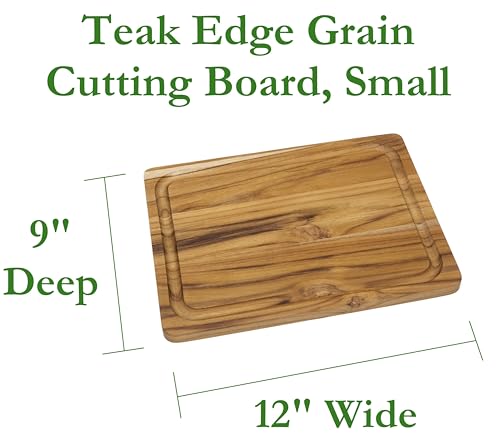 Lipper International 7215 Teak Wood Edge Grain Kitchen Cutting and Serving Board, Small, 12" x 9" x 5/8" - Image 2