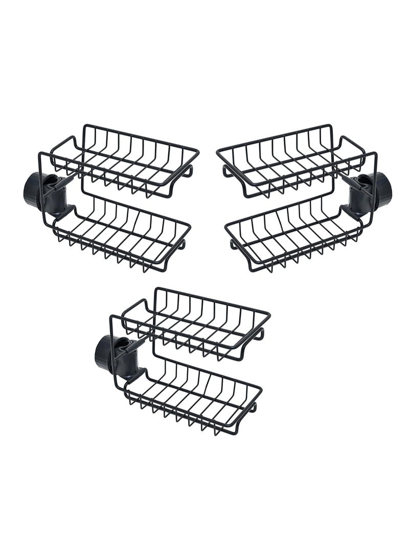 Pack of 3 Pcs Kitchen Sink Caddy Organizer Sponge Holder Faucet Soap Dish Holder Double Layer for Kitchen - Image 1