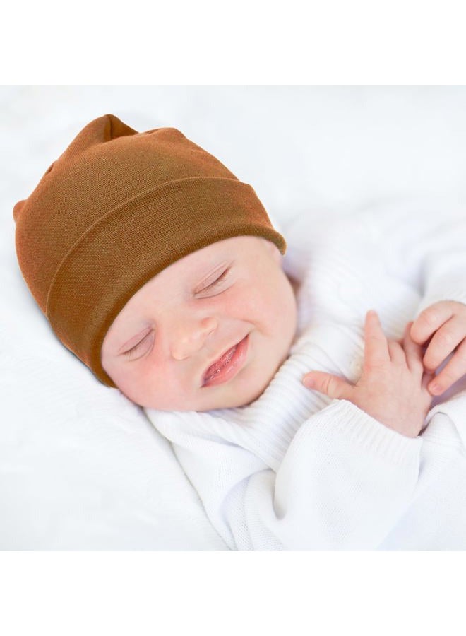 AQOKKA Newborn Baby Hat Infant Beanie Caps Toddler Hats Newborn Hospital Hat for Baby Boy Girl Essentials 0-6 Months, Sets: Light Yellow/Grey/White/Mid-grey/Black/Brown, 0-6 Months - Image 5