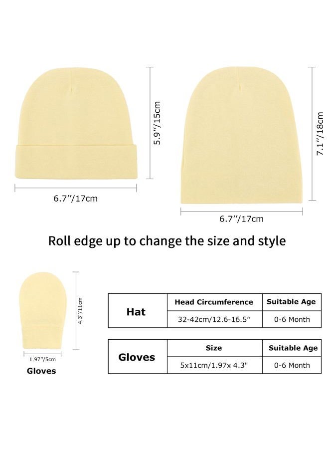 AQOKKA Newborn Baby Hat Infant Beanie Caps Toddler Hats Newborn Hospital Hat for Baby Boy Girl Essentials 0-6 Months, Sets: Light Yellow/Grey/White/Mid-grey/Black/Brown, 0-6 Months - Image 2