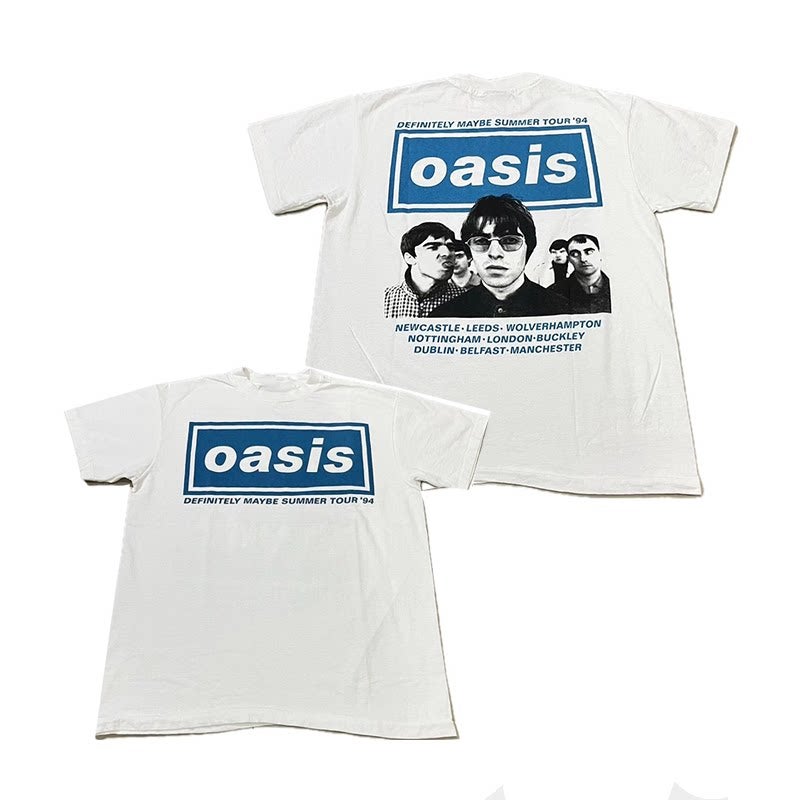 Oasis band rock T-shirt retro punk short-sleeved men and women cotton summer short-sleeved - Image 3