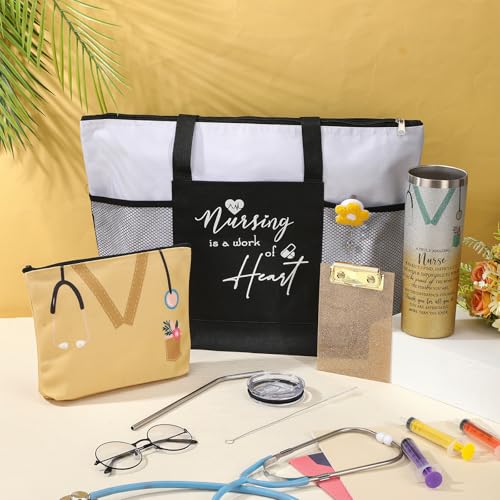 Willinglong 5 Pcs Nurse Appreciation Gift Set for Women Nurse Gifts Basket Set for Nursing Graduation School Student Cna Week Yellow - Image 3