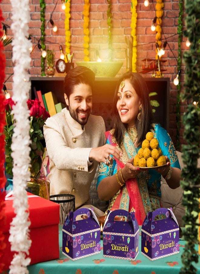Sabary 24 Pcs Happy Diwali Treat Box Party Favors Diwali Sweets Gift Boxes Indian Festival of Lights Goodie Gable Boxes Decoration for Indian Party Supplies 5.9 x 3 x 3.5 Inch - Image 2