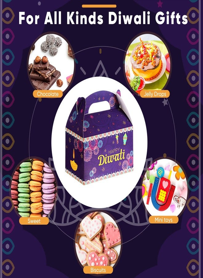 Sabary 24 Pcs Happy Diwali Treat Box Party Favors Diwali Sweets Gift Boxes Indian Festival of Lights Goodie Gable Boxes Decoration for Indian Party Supplies 5.9 x 3 x 3.5 Inch - Image 4
