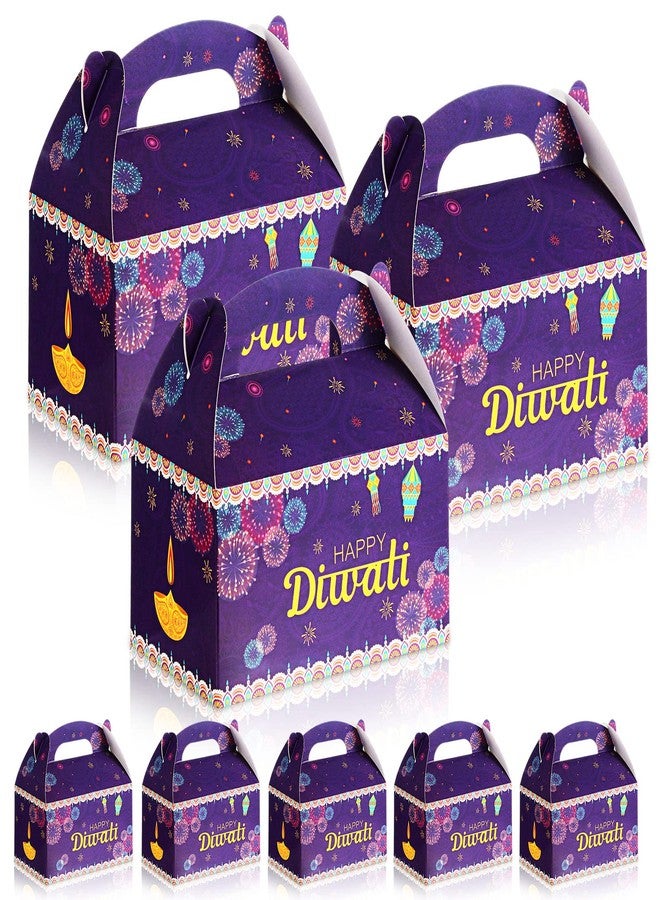 Sabary 24 Pcs Happy Diwali Treat Box Party Favors Diwali Sweets Gift Boxes Indian Festival of Lights Goodie Gable Boxes Decoration for Indian Party Supplies 5.9 x 3 x 3.5 Inch - Image 1
