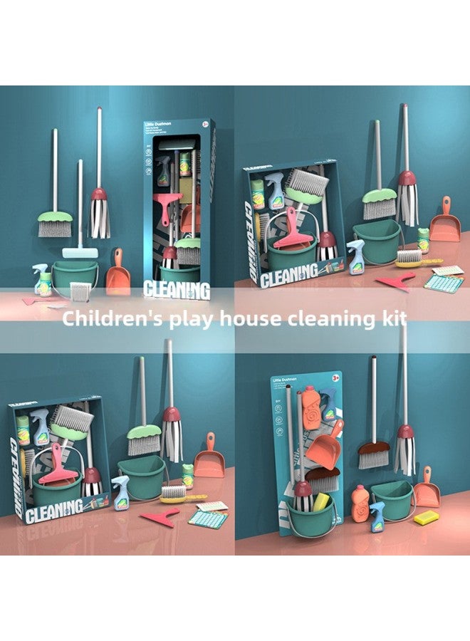 Children's Broom Dustpan Mop Set Simulation Mini Small Broom Corner Cleaning Baby Play Home Toy Combination-Color:XG2-18/10 Piece Set - Image 2