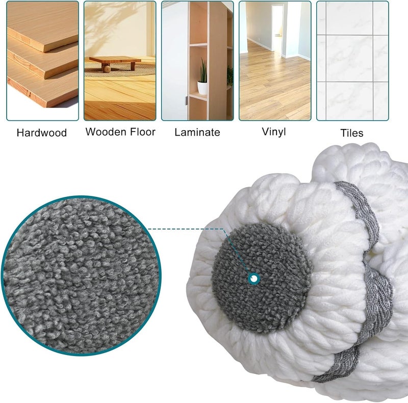 VPGS Self Wringing Twist Mop for Floor Cleaning Upgraded Wide Microfiber Mops Long Handle Wet Dry Kitchen Easy Squeeze String Mop for Wood Hardwood Tile Marble - Image 3