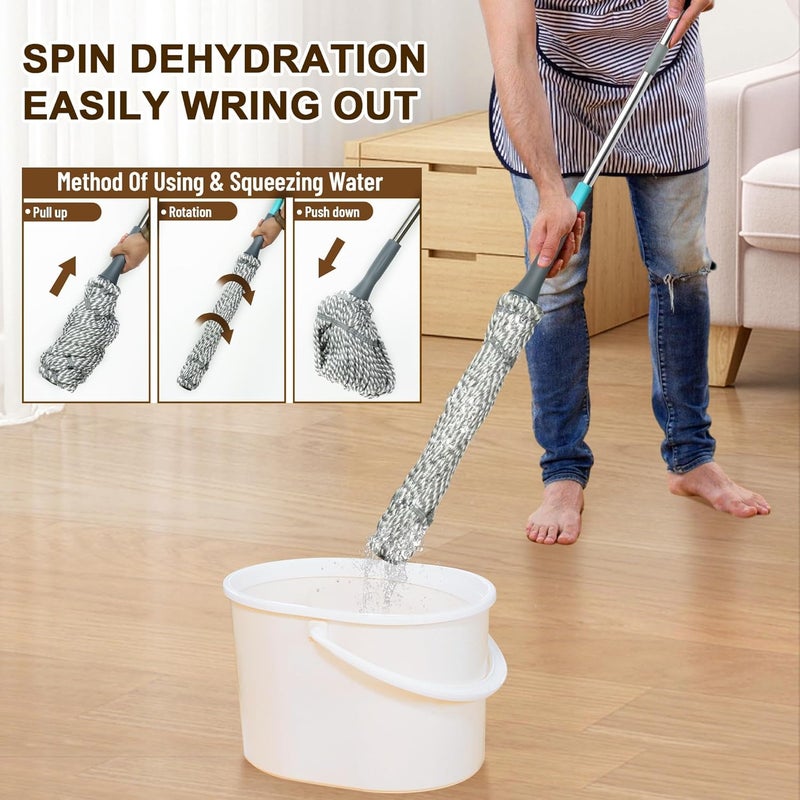 VPGS Self Wringing Twist Mop for Floor Cleaning Upgraded Wide Microfiber Mops Long Handle Wet Dry Kitchen Easy Squeeze String Mop for Wood Hardwood Tile Marble - Image 4
