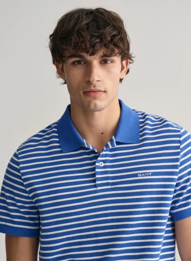 غانت Gant Striped Piqué Polo Shirt