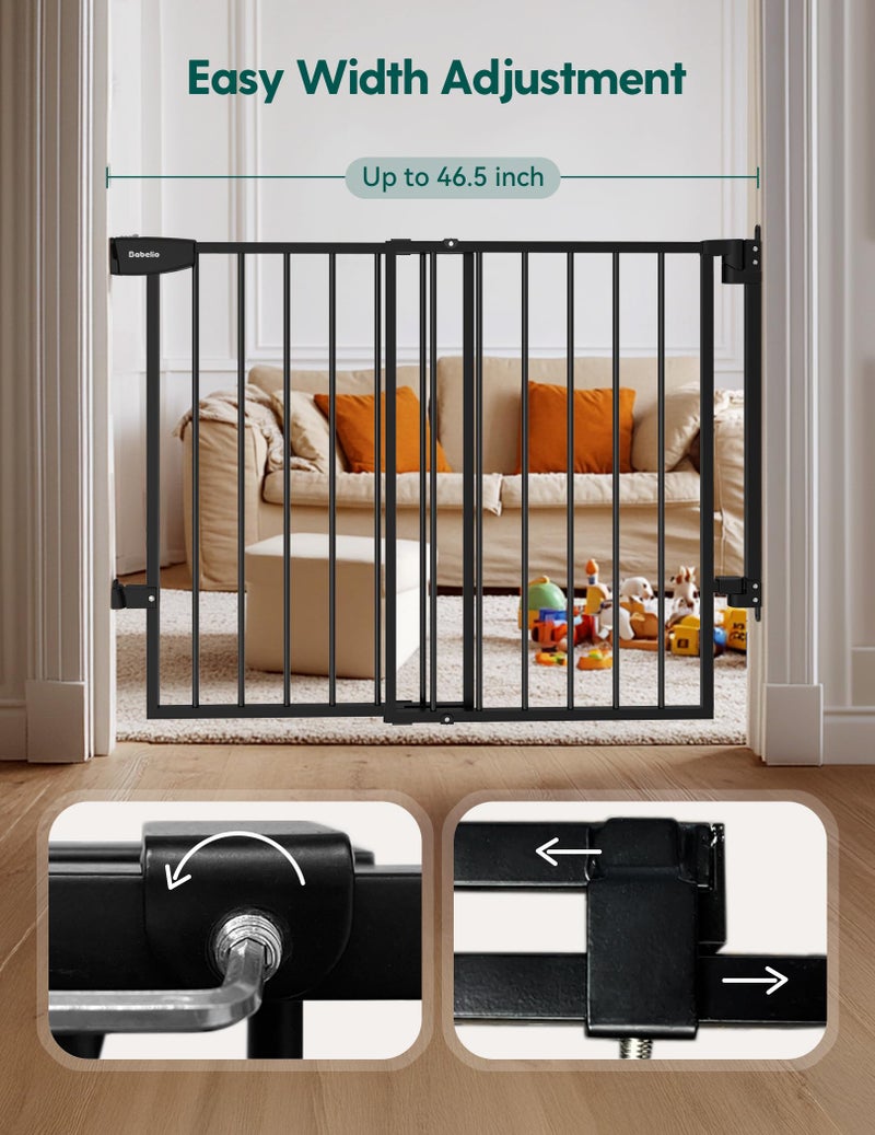 Babelio 29.7-46.5" No Bottom Bar Baby/Dog Gate for Stairs, House and Doorways, Auto Close Safety Pet Gates with Large Walk Thru Door, Hardware Mount, Black - Image 5