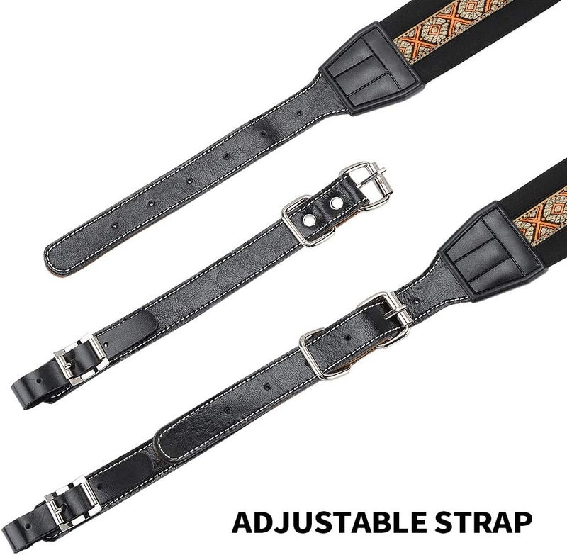 Rinastore Accordion Straps, Soft Padded Adjustable Accordion Genuine Leather Ends Shoulder Straps for 16-120 Bass, Set of 2 (Retro Style)1 - Image 4