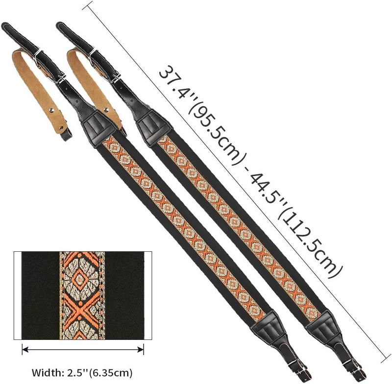 Rinastore Accordion Straps, Soft Padded Adjustable Accordion Genuine Leather Ends Shoulder Straps for 16-120 Bass, Set of 2 (Retro Style)1 - Image 3