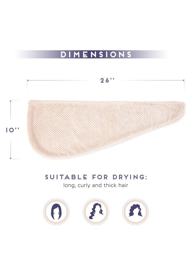 Super Absorbent Quick Drying Headscarf For Curly,Long,Thick Hair,Hair Drying Cap With Button For Women,Men And Children (Beige)2 Pieces  - Image 5