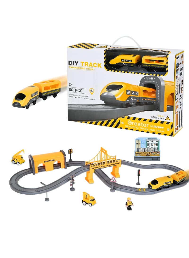 Electric Train Sets Train Tracks Toy 66Pcs DIY Assembly Track Parent-Child Interaction Educational Railway Toys Flexible Train Tracks for Kids - Image 1
