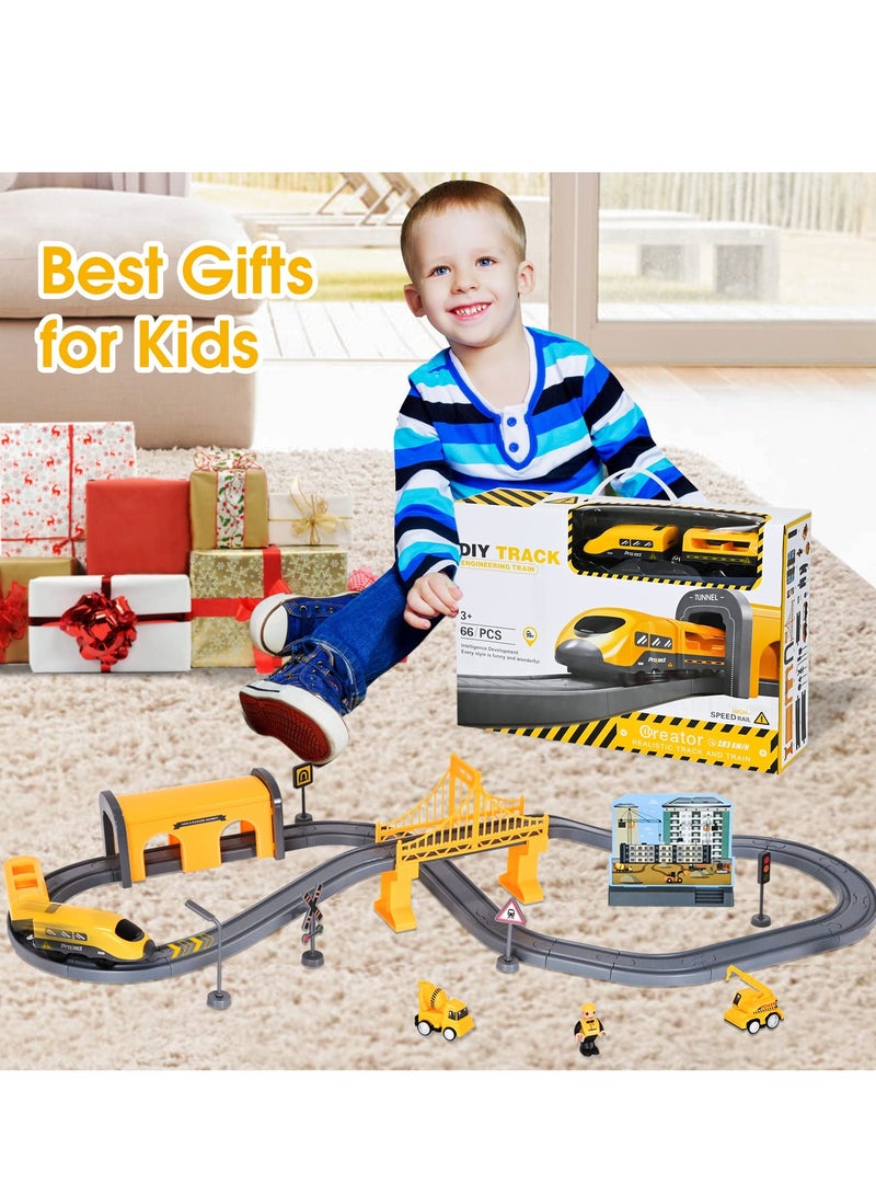 Electric Train Sets Train Tracks Toy 66Pcs DIY Assembly Track Parent-Child Interaction Educational Railway Toys Flexible Train Tracks for Kids - Image 5