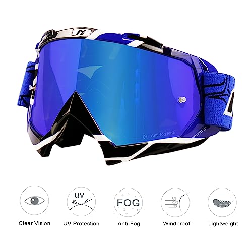 NENKI Adult Motocross Goggles - MX Goggles for Men & Women, Off Road & ATV Riding, Anti Fog, UV Protection, Dustproof, Blue Lens - Image 3