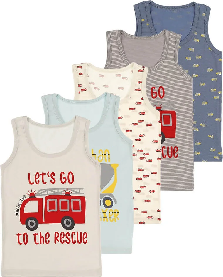 Donella 5-pack Color Printed Boy Undershirt - 77711127UZ