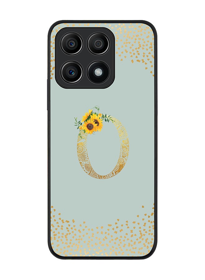 Stylizedd Rugged Black edge case for Honor X8A 4G Slim fit Soft Case Flexible Rubber Edges Anti Drop TPU Gel Thin Cover - Custom Monogram Letter Floral Pattern Alphabet - O (Light Grey) - Image 1