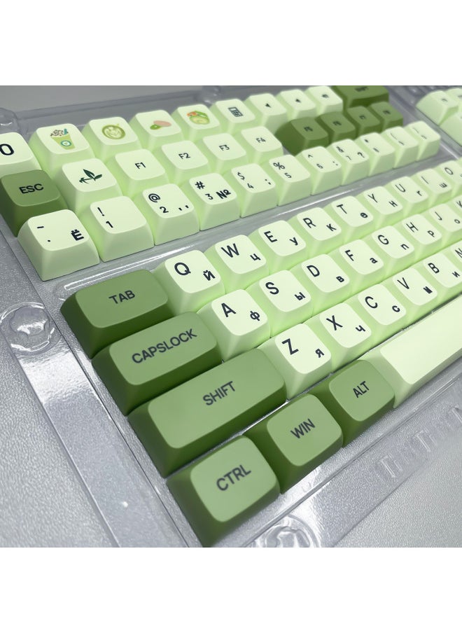 Russian Russian Word Root Matcha Theme Sublimation Heat Transfer XDA Highly Mechanical Keyboard Keycap Universal-Color:XDA-Russian [Matcha] | Small Complete Set, [Boxed]]