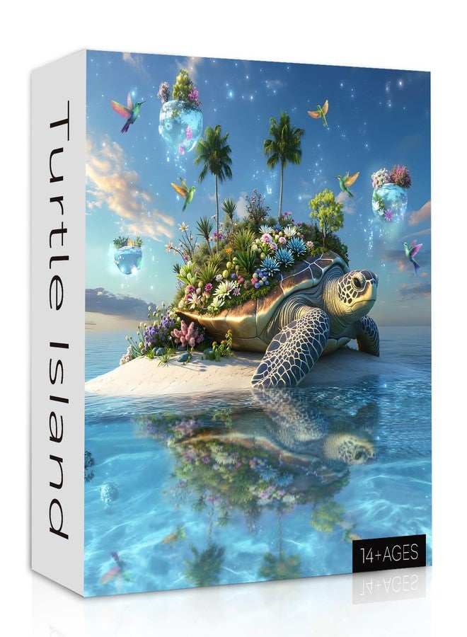 PPuzzling Sea Turtle Puzzle 1000 Piece for Adults, Nature Plant Animal Jigsaw Puzzles, Difficult Ocean Island Art Puzzle as Turtle Decor - Image 1