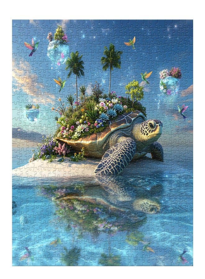 PPuzzling Sea Turtle Puzzle 1000 Piece for Adults, Nature Plant Animal Jigsaw Puzzles, Difficult Ocean Island Art Puzzle as Turtle Decor - Image 2