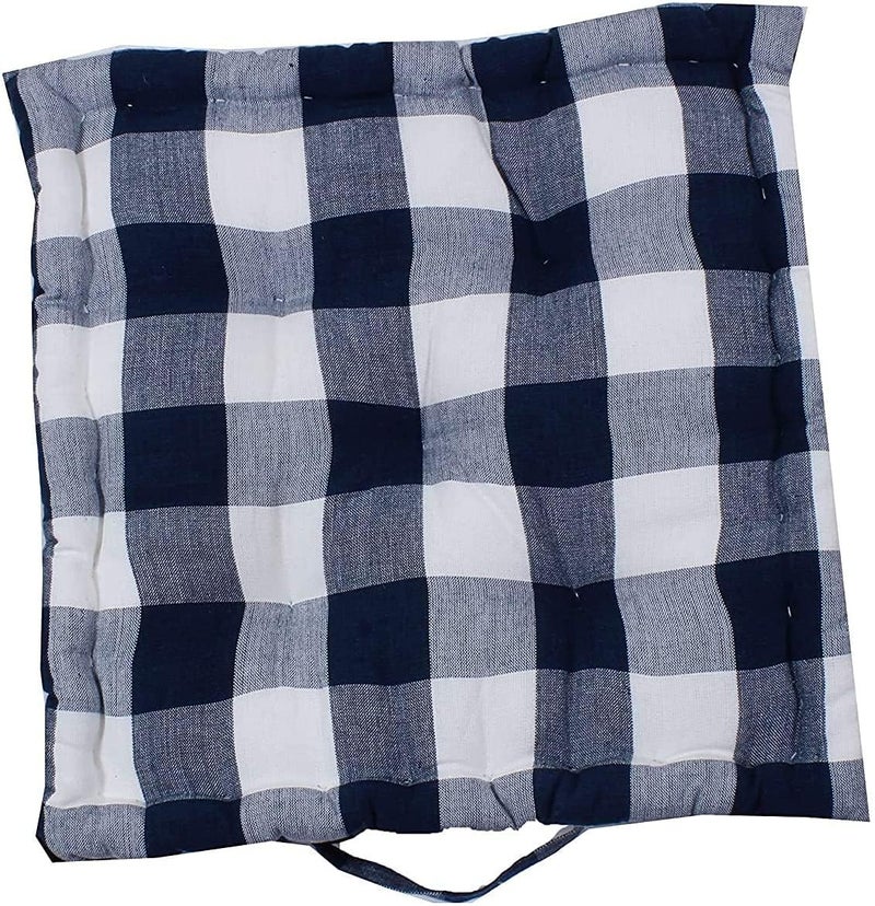 JY Cotton Home Square Floor Cushions, Chair Pad, Back Support (Checked In Multicolor) (18 X 18 X 4) Pack of 1 Pc - Image 2