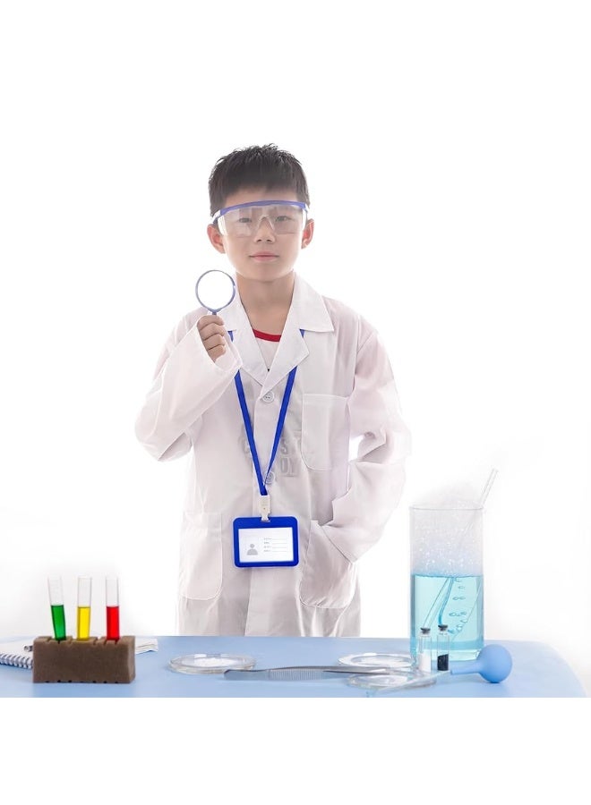 mifengda Doctor Scientist Costume Kids Lab Coat and Goggles Children Dress Up Kit with ID Card Magnifying Glass for Halloween - Image 1