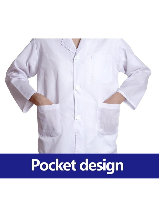 mifengda Doctor Scientist Costume Kids Lab Coat and Goggles Children Dress Up Kit with ID Card Magnifying Glass for Halloween - Image 3