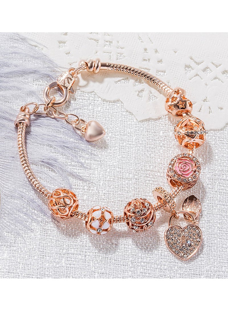 KUYING Women's Infinity Heart Knot Rose-Gold Tone Finish Bangle Bracelet Adjustable Jewelry - Image 2