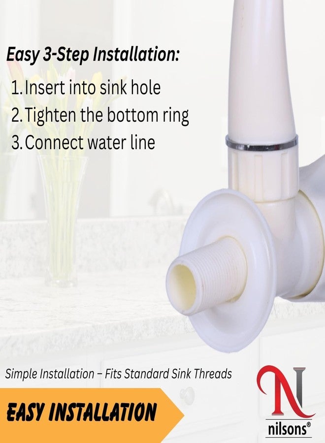 Nilsons® Swan Neck Wall Mounted Water Tap | Long Body Kitchen & Bathroom Sink Faucet | Leak-Proof, Rust-Proof Plastic Tap with Chrome Tip Nozzle | Easy Reach & Modern Design - Image 4