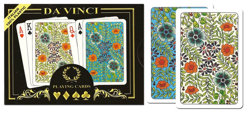 DA VINCI Fiori Italian 100 Plastic Playing Cards 2Deck Bridge Size Small Print Regular Index Set - Image 2