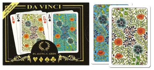 DA VINCI Fiori Italian 100 Plastic Playing Cards 2Deck Bridge Size Small Print Regular Index Set - Image 1