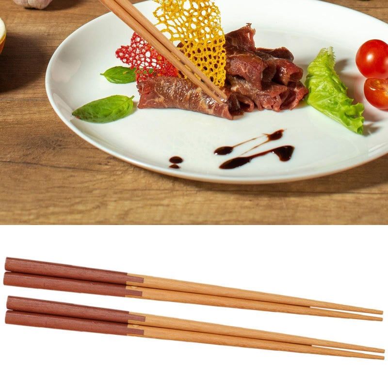 2 Pair Wooden Chopsticks 22.5cm Length Reusable Style B With Anti Slip Tips For Daily Meals Hotel Home Use - Image 3