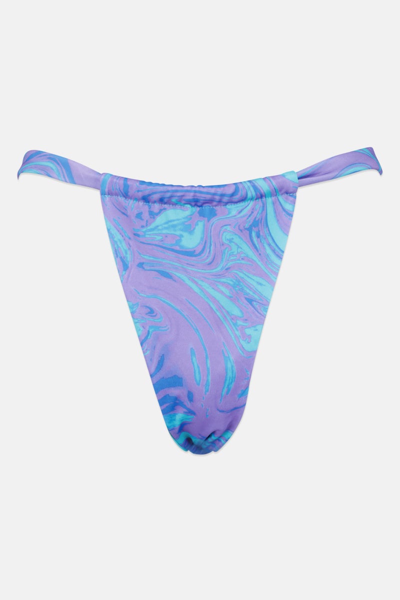 boohoo Women Marble Print Pull On Bikini Bottom, Multicolor - Image 1