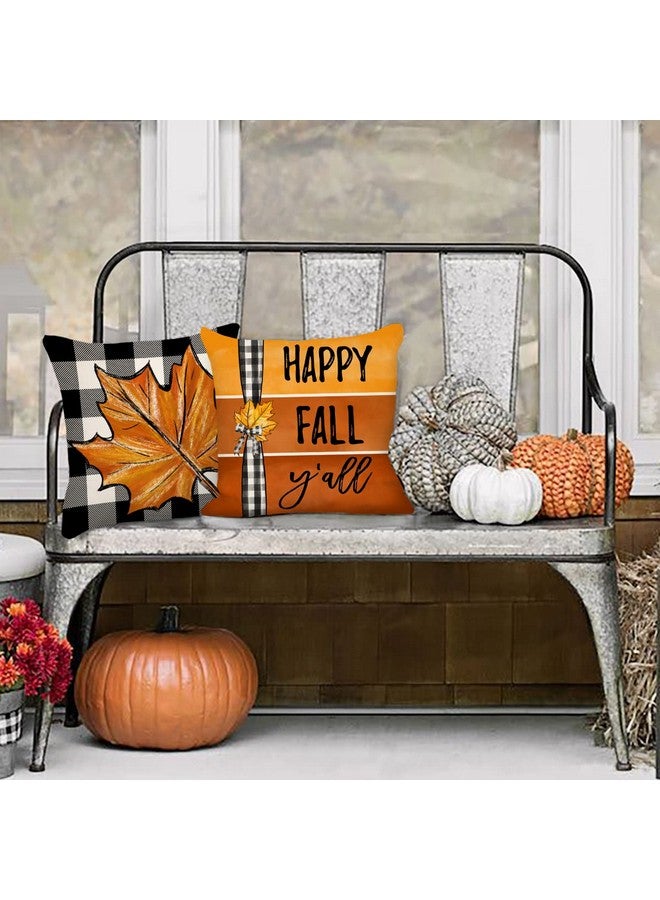 4TH Emotion 4TH Emotion Fall Decor Pillow Covers 18x18 Set of 4 Thanksgiving Buffalo Check Pumpkin Farmhouse Decorations Happy Fall Y'all Outdoor Autumn Pillows Decorative Throw Cushion Case S23F07  - Image 4