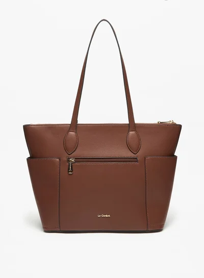 Le Confort Le Confort Solid Tote Bag with Handles and Zip Closure