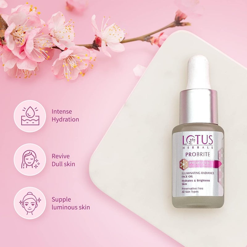 LOTUS HERBALS Lotus Herbals Probrite Illuminating Radiance Face Oil For Hydration of Dull Dry Skin Probiotic 15ml x Pack of 4  - Image 4