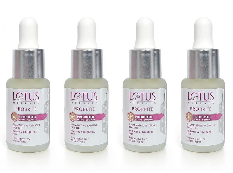 LOTUS HERBALS Lotus Herbals Probrite Illuminating Radiance Face Oil For Hydration of Dull Dry Skin Probiotic 15ml x Pack of 4  - Image 1