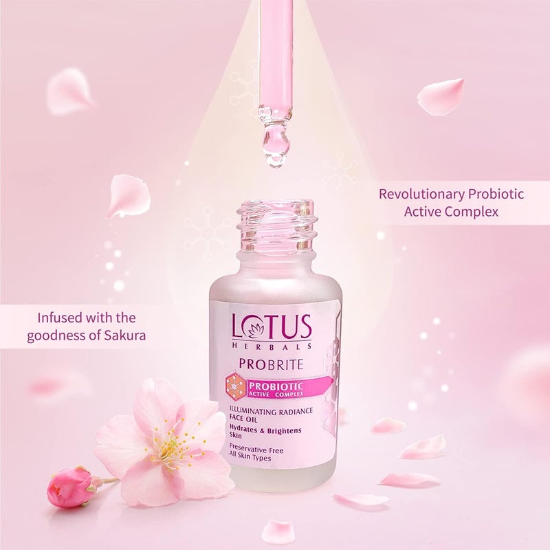 LOTUS HERBALS Lotus Herbals Probrite Illuminating Radiance Face Oil For Hydration of Dull Dry Skin Probiotic 15ml x Pack of 4  - Image 3