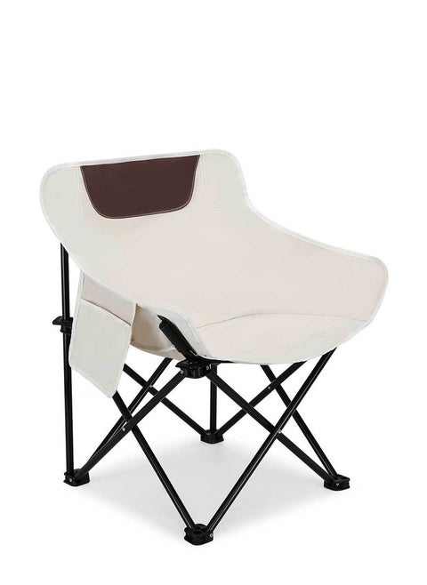 Folding Chair Heavy Support 330 lb Moon Chair with Tote Bag, Outdoor Quad Back Cushion with Side Pockets, Compact Foldable Steel Frame for Durability and Reliability