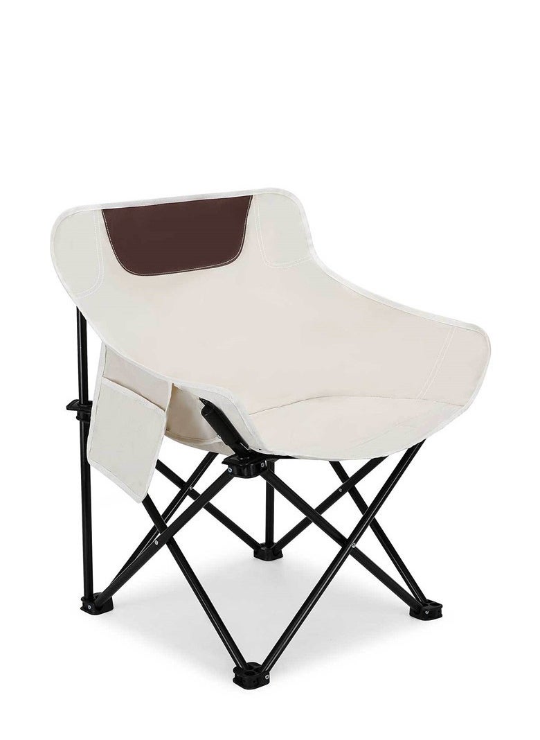 General Folding Chair Heavy Support 330 lb Moon Chair with Tote Bag, Outdoor Quad Back Cushion with Side Pockets, Compact Foldable Steel Frame for Durability and Reliability  - Image 1