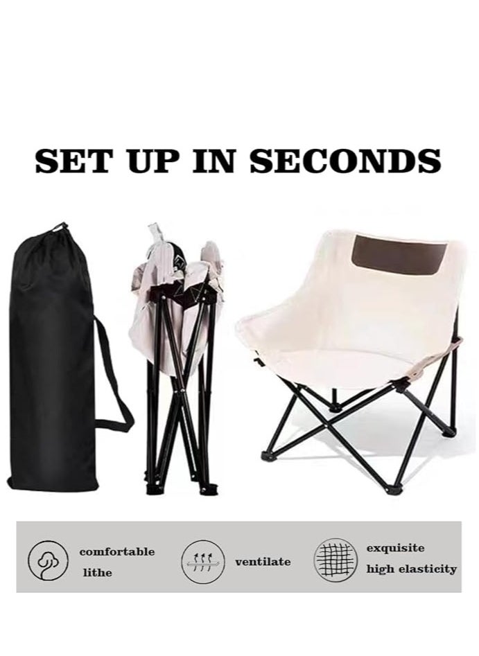 General Folding Chair Heavy Support 330 lb Moon Chair with Tote Bag, Outdoor Quad Back Cushion with Side Pockets, Compact Foldable Steel Frame for Durability and Reliability  - Image 4