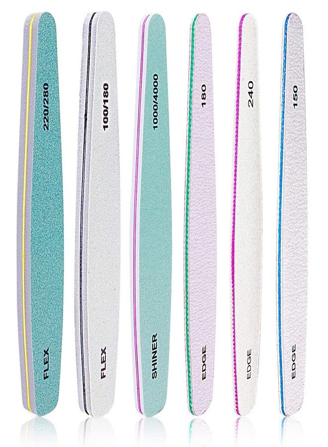 Qunex care 6pcs Nail Files Set for Manicure, Nail Buffer Files Block Coarse Washable Nail Polisher Double Sided Nail Shaper Emery Boards for Acrylic & Natural Nails 100/150/180/220/240/280/1000/4000 Grid - Image 1