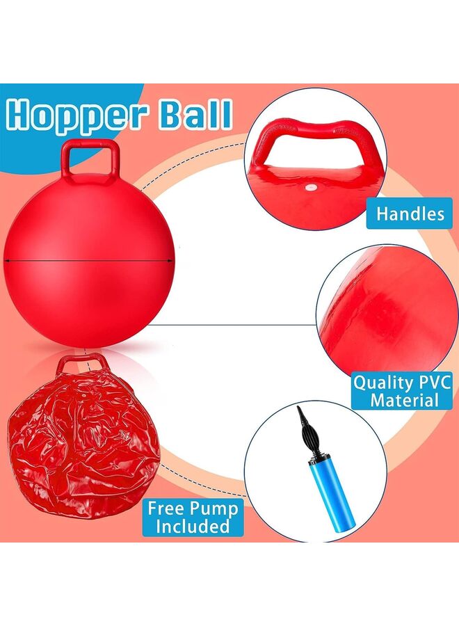 3 قطع من ألعاب الكرة القافزة للأولاد والبنات، قفز رائع للكبار، كرة مرتدة مع مقبض كرة قفز قافزة للكبار للتمرين ومضخة هواء (أحمر، أزرق، أخضر، 21.6 بوصة) - Image 2