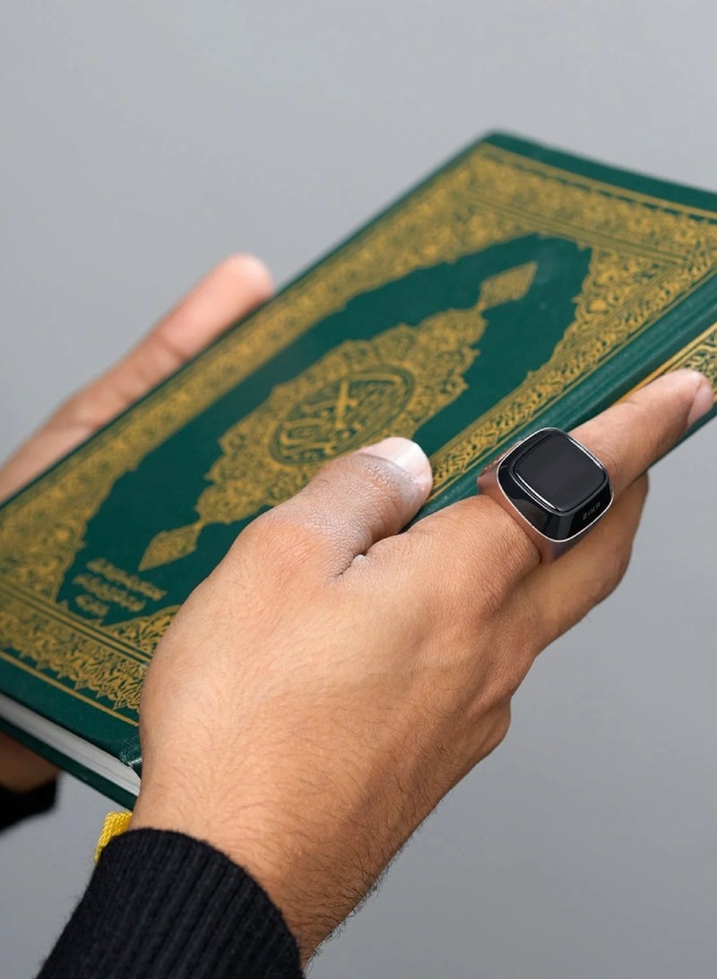 iQIBLA Smart Tasbih Zikr Ring 0.49 Inch Wide Display Powerful Battery Backup 15 Days OLED Display M02 Pro Metal Smart Ring App Operated Tasbih Counter Waterproof Smart Zikr Ring 20MM Rose Gold - Image 3