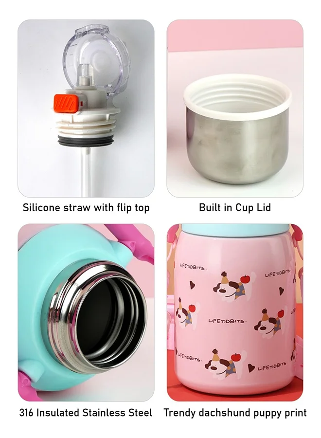 LITTLE SURPRISE BOX Little Surprise Box, Party Hat Puppy Pink Stainless Steel premium insulated water Bottle, 800ml