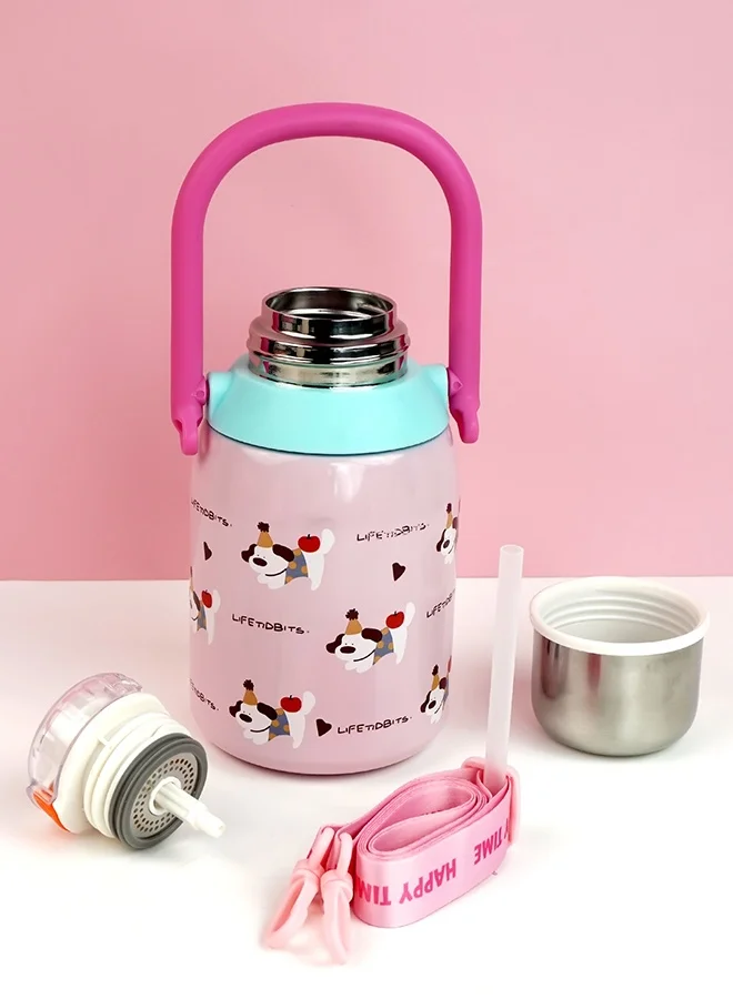 LITTLE SURPRISE BOX Little Surprise Box, Party Hat Puppy Pink Stainless Steel premium insulated water Bottle, 800ml