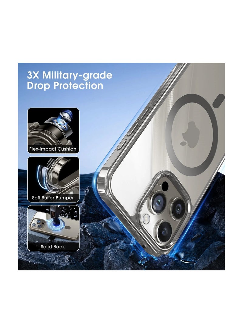 Wtech - Titanium Series Magsafe Wireless Charging Case Cover For Apple iPhone 15 Pro 2023 Grey - Image 1