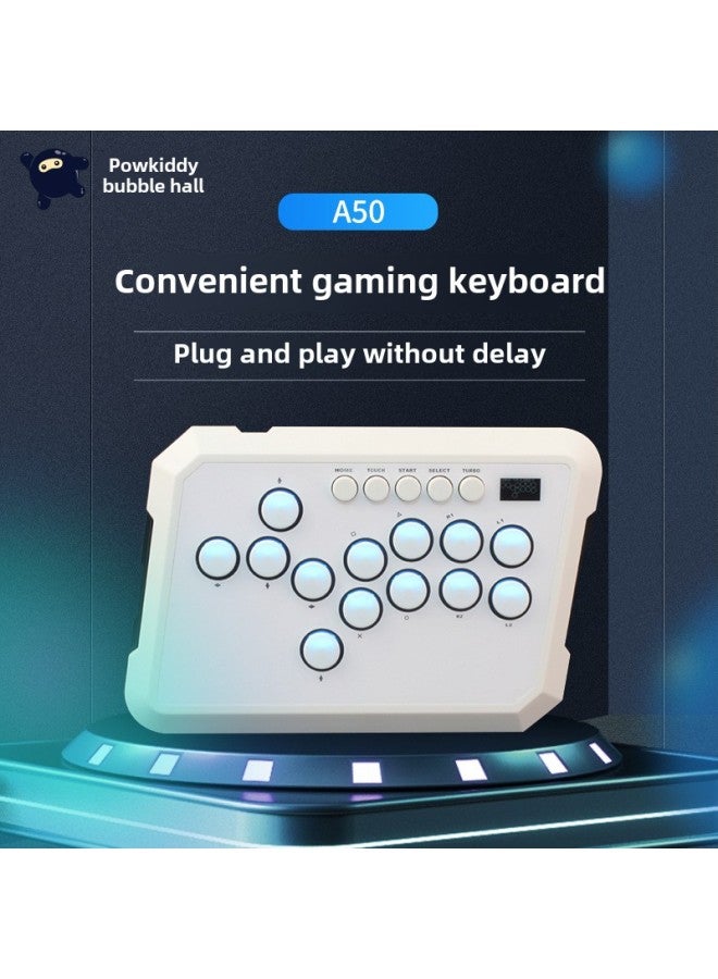 Hitbox Large Size A50 Fighting Keyboard Street Fighter 6 Arcade Rocker Keys Gaming Keyboard Steam Controller-Product Color:White - Image 2