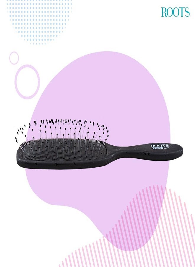 روتس فرشاة شعر ROOTS Zero Tangle ذات المقبض الأسود | قاعدة مرنة | شعيرات ناعمة ومتينة | فك تشابك الشعر الحساس/الرطب/الجاف دون إتلافه | للرجال والنساء | الطول: 8.8 بوصة، رقم الموديل: RZTR-NR - Image 3